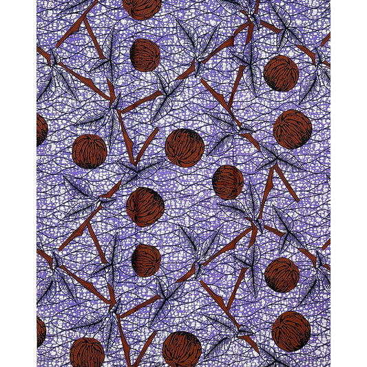 African Print Fabric/ Ankara - Purple, Brown "Grandma Was Right" Design, Yard