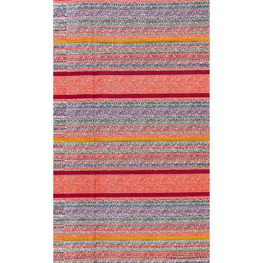 African Print Fabric/ Ankara - Orange, Red, Blue 'Color Between The Lines' Design, YARD or WHOLESALE
