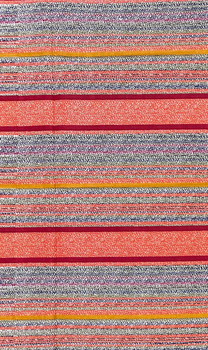African Print Fabric/ Ankara - Orange, Red, Blue 'Color Between The Lines' Design, YARD or WHOLESALE
