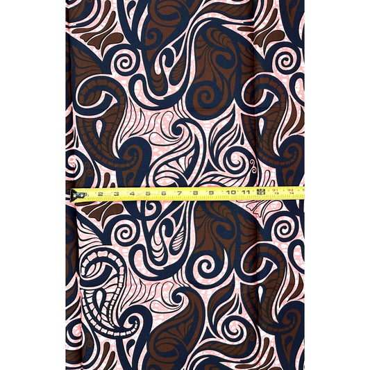 African Print Fabric/ Ankara - Pink,  Brown, Navy ‘Small Small Na Big Big' Design, 1 YARD