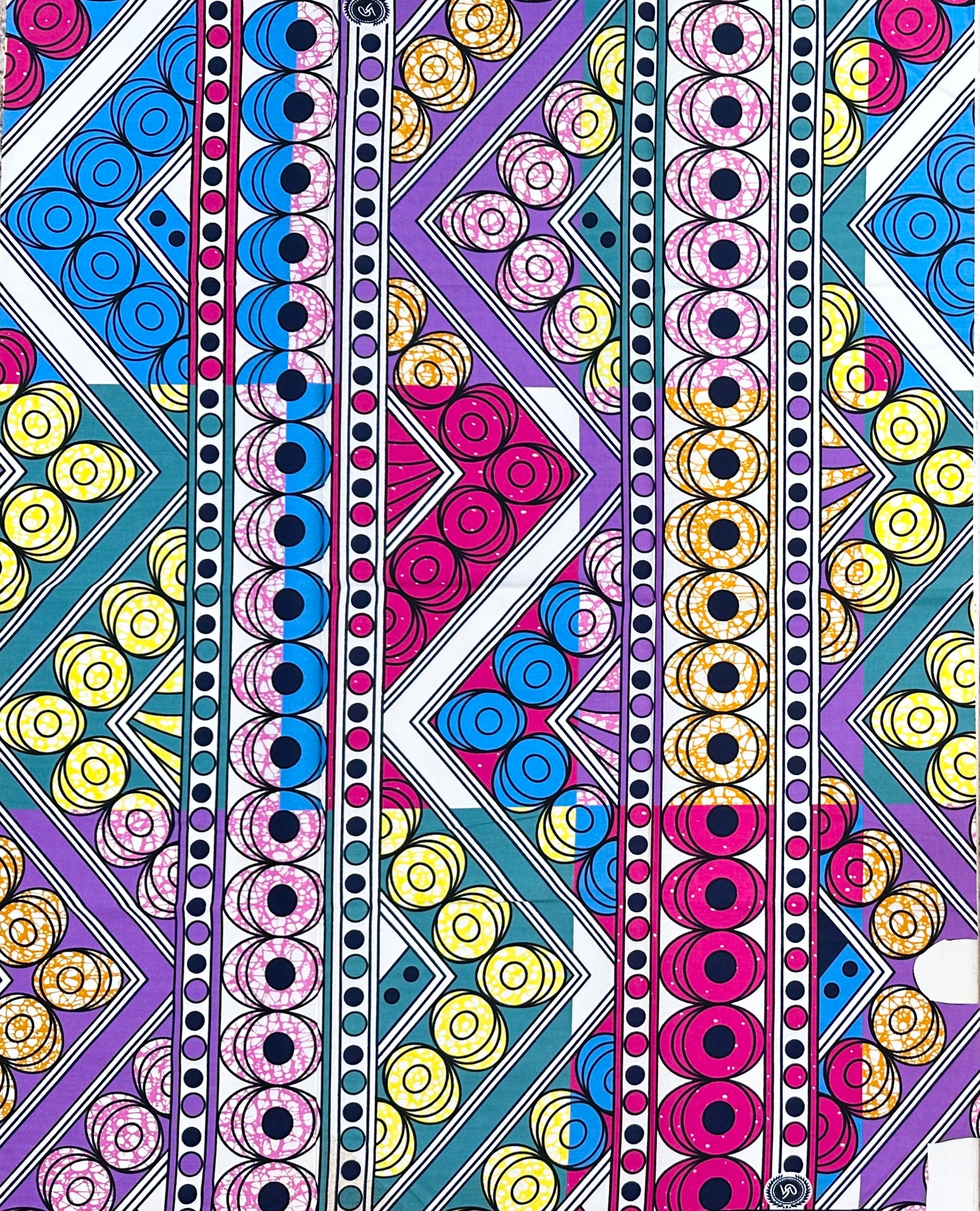 African Print Fabric/ Ankara - Multicolored "Front Row Reserved" Design, 1 Yard **Slightly Flawed**