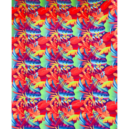 African Print, Stretch Cotton Satin Fabric- Red, Orange, Blue, Purple, Green "Moroccan Dawn" Per Yard