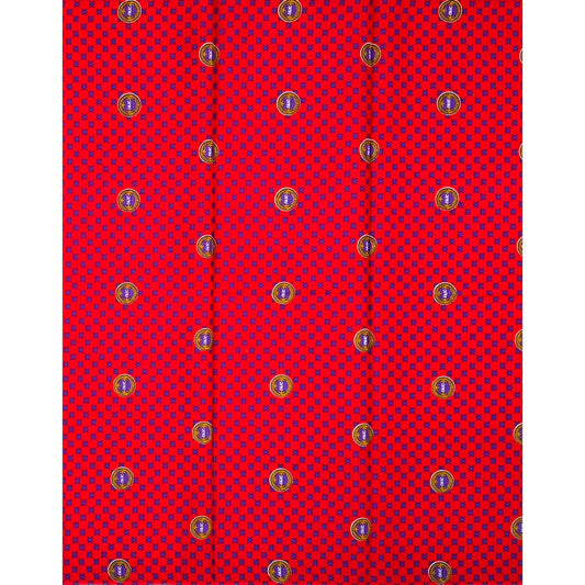 African Print Fabric/ Ankara - Red, Purple 'UFIC,’ YARD