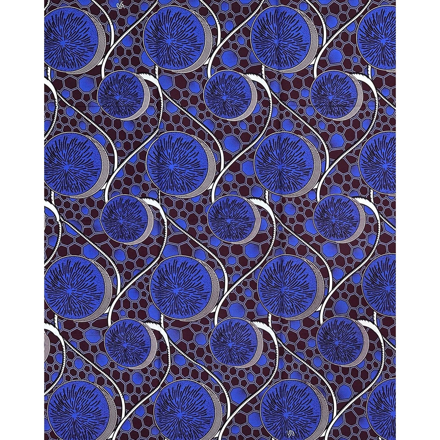 African Print Fabric/ Ankara - Purple, Brown, Navy 'The Kora Agreement', ~1 YARD