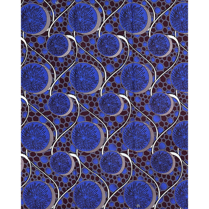 African Print Fabric/ Ankara - Purple, Brown, Navy 'The Kora Agreement', ~1 YARD