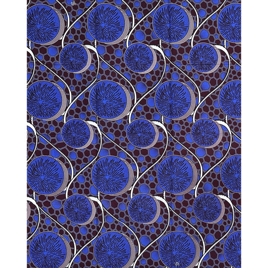 African Print Fabric/ Ankara - Purple, Brown, Navy 'The Kora Agreement', ~1 YARD