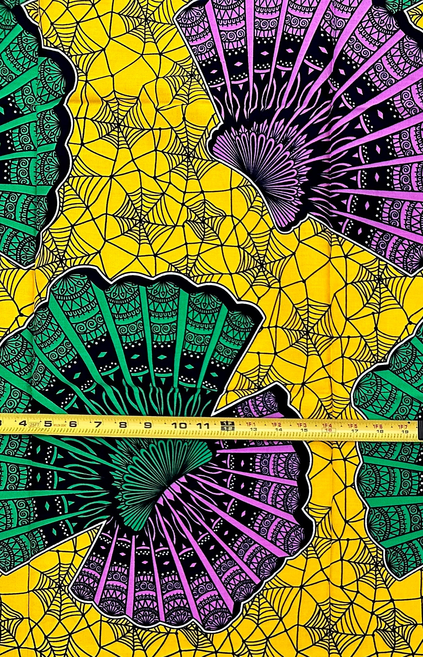 African Print Fabric/Ankara - Purple, Yellow, Green “The Last Griot" Design, 1 Yard