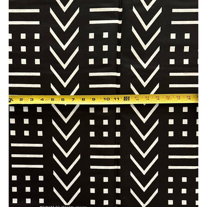 African Print Fabric/ Ankara - Black, White 'Dakar Dash’, YARD or WHOLESALE