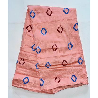 African Fabric/ Woven, Embroidered Kente - Pink, Blue “Siisi”, ~2 Yards