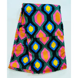 African Fabric/ Woven Kente - Green, Pink, Orange, Blue, Yellow, Black, Silver “Yaayaa”, 4 Yards