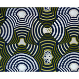 African Print Fabric/ Ankara - Green, Navy, Shimmering Silver 'Nthanda’ YARD or WHOLESALE