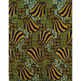 African Print Fabric/ Ankara - Navy, Yellow, Brown 'Ringer', YARD or WHOLESALE