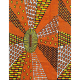 African Print Fabric/ Ankara - Orange, Navy, Yellow 'Blessed Womb', YARD or WHOLESALE