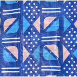 African Print, Chiffon Fabric - Blue, Beige, White "Nonye", ~2 Yards