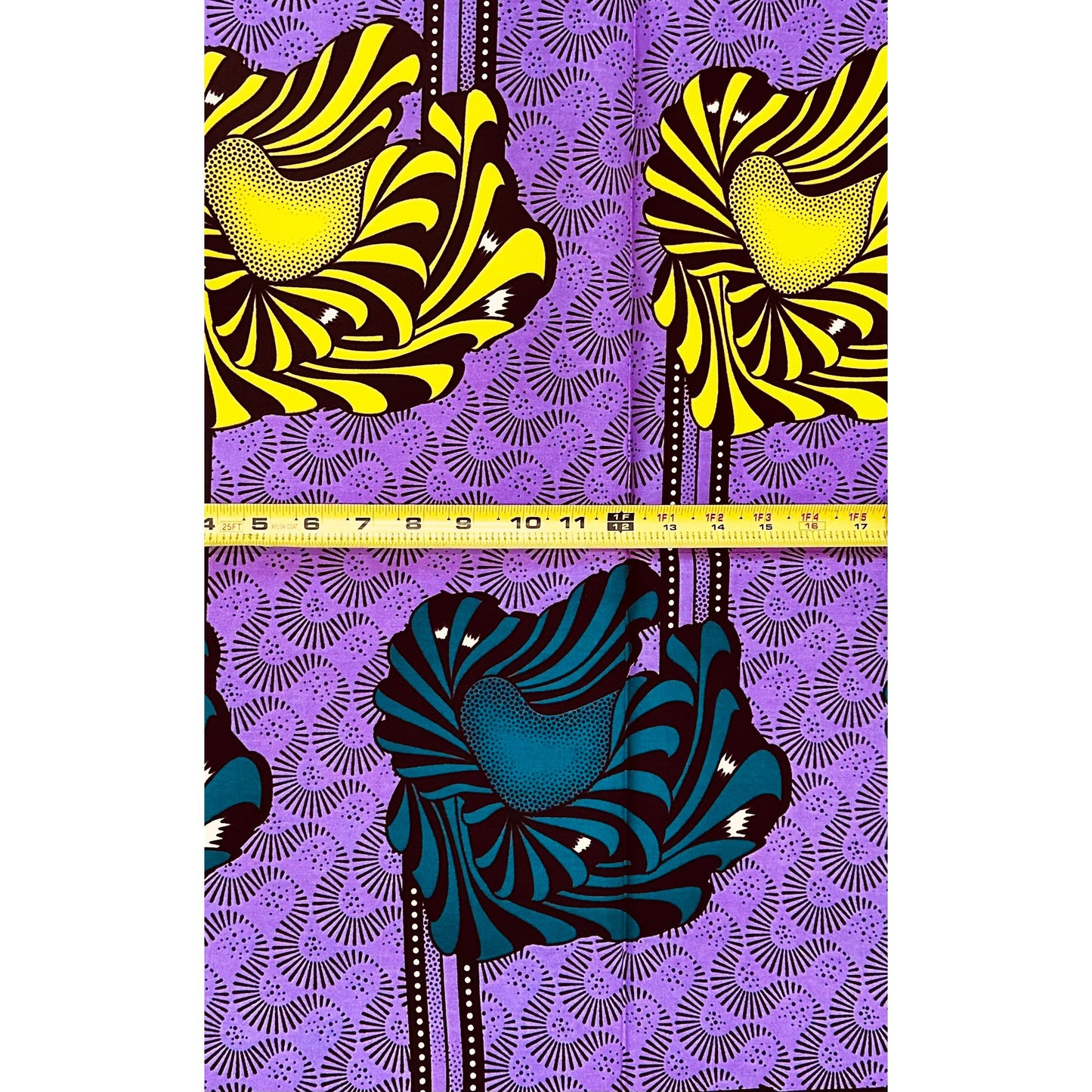 African Print Fabric/Ankara - Purple, Yellow, Green "Main Character Only" Design