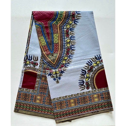 African Dashiki Print Fabric/ Ankara - Beautiful Gray & Brown Design, YARD, PANEL or WHOLESALE