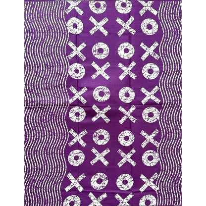 African Print Fabric/ Ankara - Purple, White 'XOXO', Per Yard or Wholesale