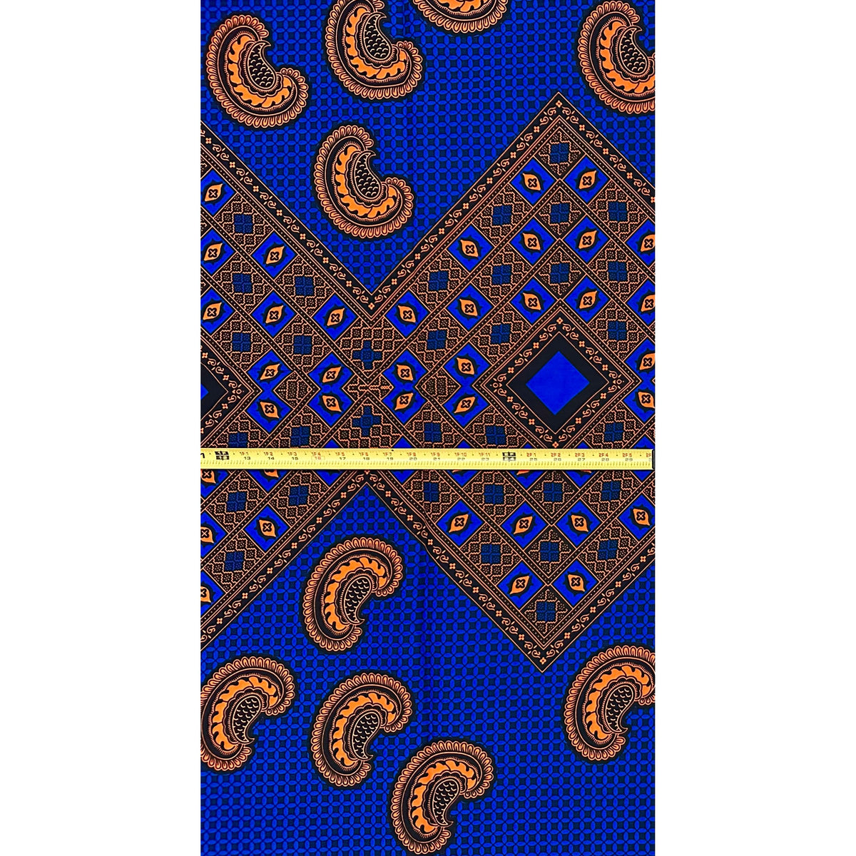African Print Fabric/ Ankara - Blue, Orange 'Oga’s Best' Design, YARD or WHOLESALE