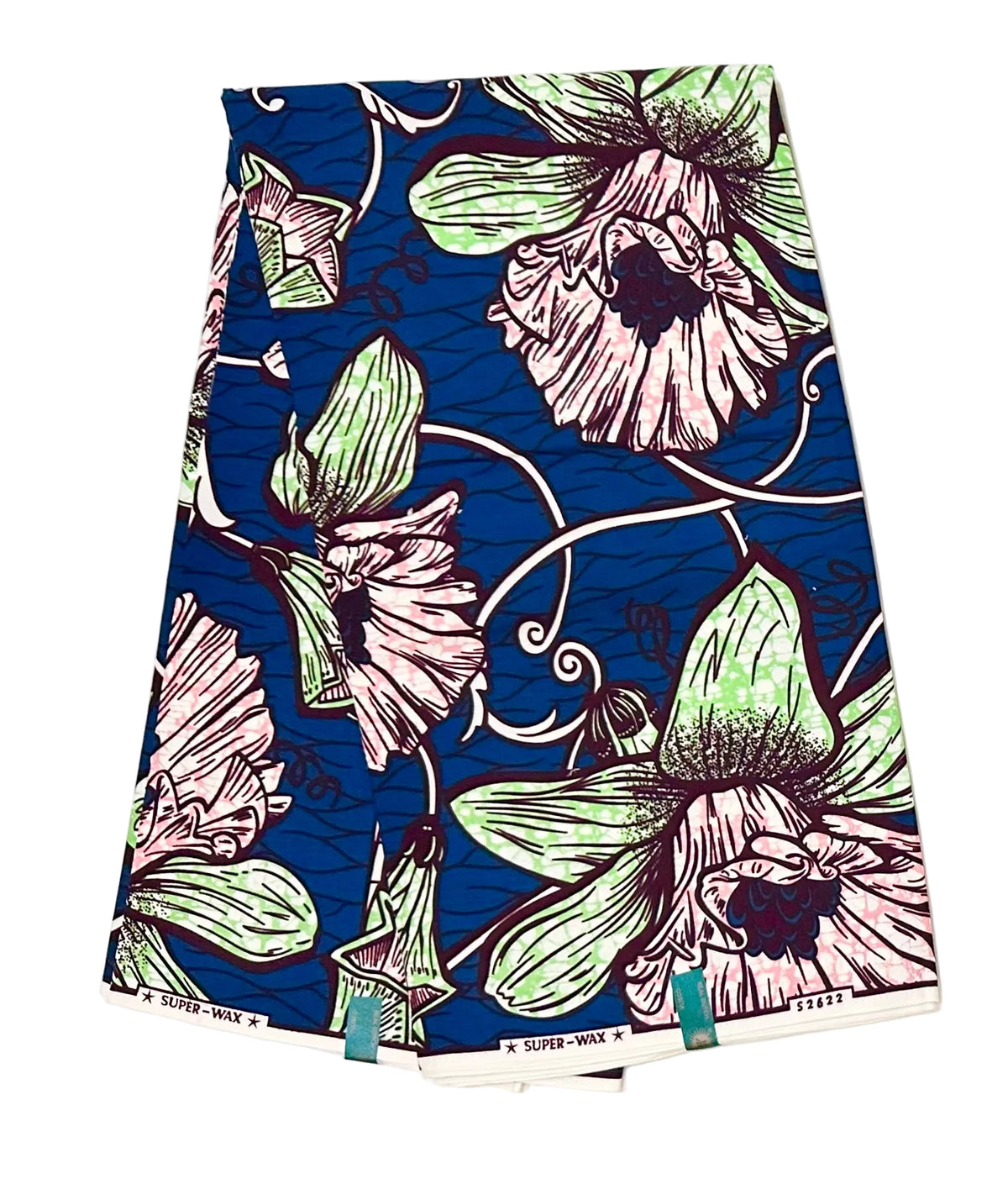 African Print Fabric/Ankara - Blue, Pink, Green ‘Abidjan Bloom', YARD or WHOLESALE
