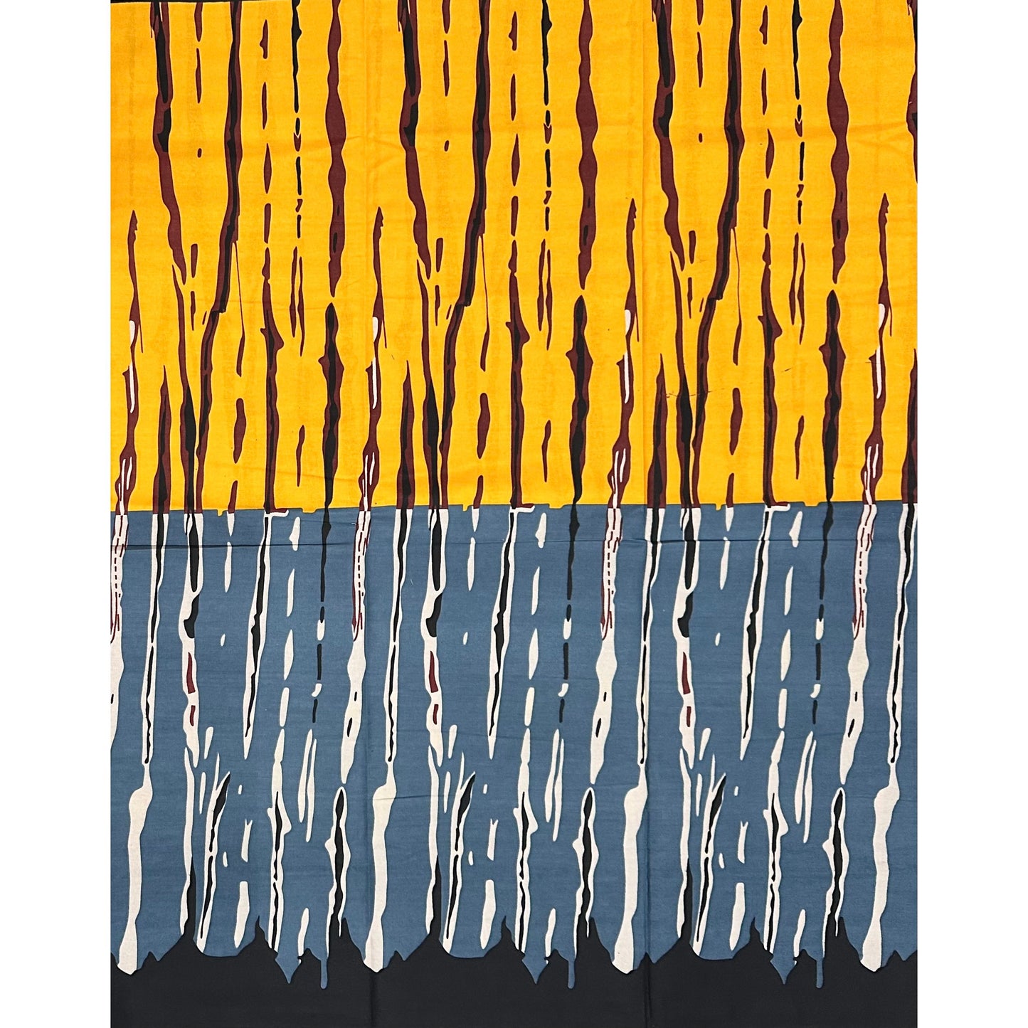 African Print Fabric/ Ankara - Yellow, Blue, Brown, Black, Beige 'Crossing Quietly' Design, Yard or Wholesale