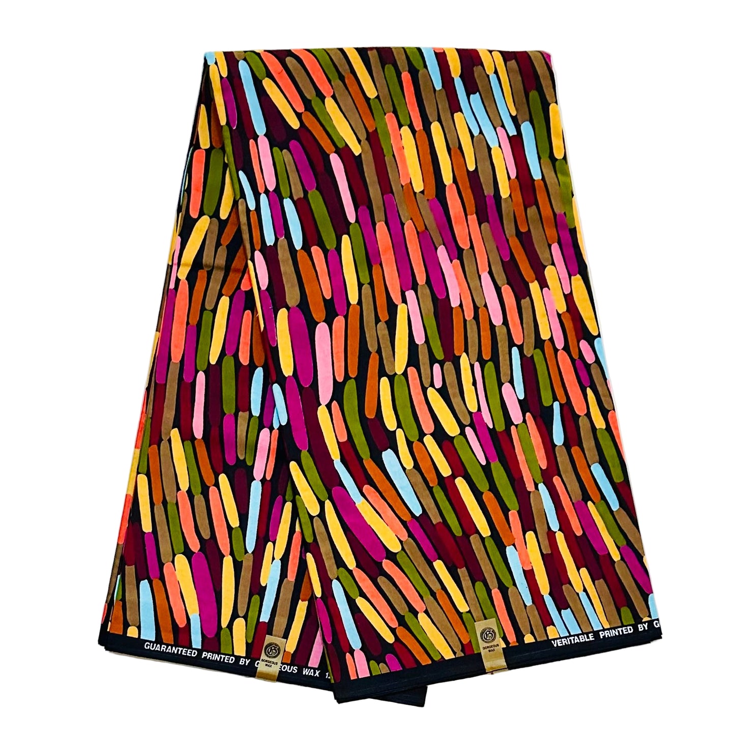 African Print Fabric/Ankara - Brown, Pink, Purple, Green, Yellow 'Solaryn Chromaflare', YARD or WHOLESALE