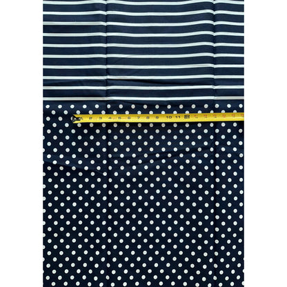 African Print Fabric/ Ankara - Navy, White 'Lora Striped' Design, YARD or WHOLESALE