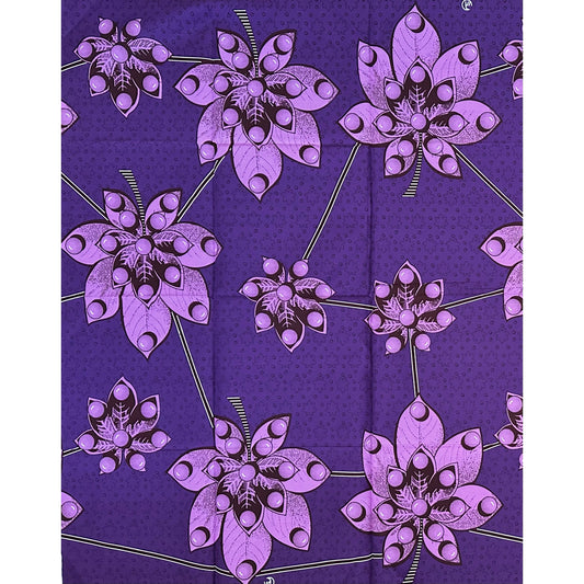 African Print Fabric/Ankara - Purple, Brown "Quiet Authority" Design, Yard