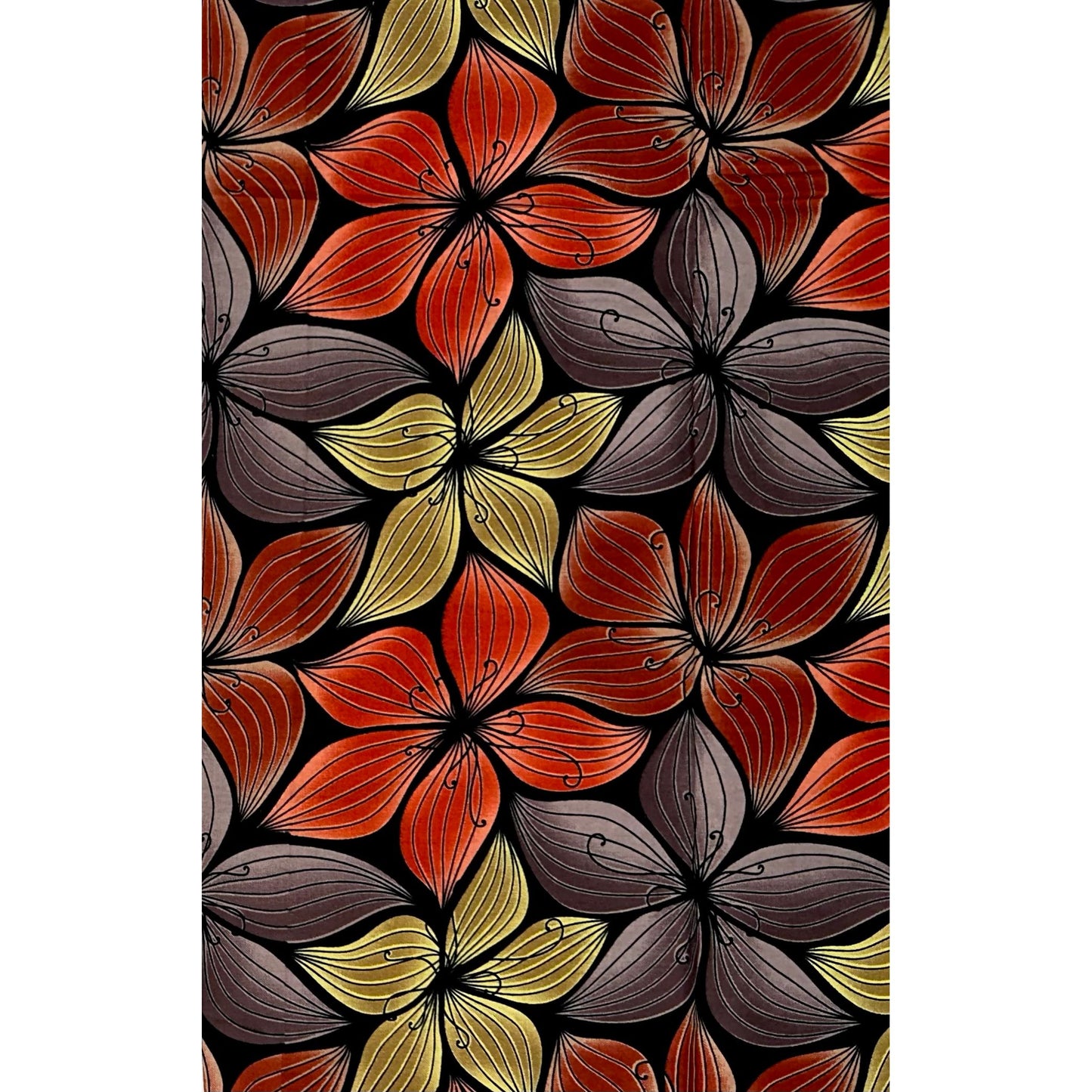 African Print Fabric/Ankara - Red, Shades of Brown 'Sweet Magnolia', YARD or WHOLESALE