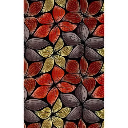 African Print Fabric/Ankara - Red, Shades of Brown 'Sweet Magnolia', YARD or WHOLESALE