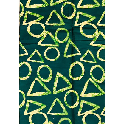 African Print Fabric/ Ankara - Green, Beige 'Ifa Geometry', YARD or WHOLESALE