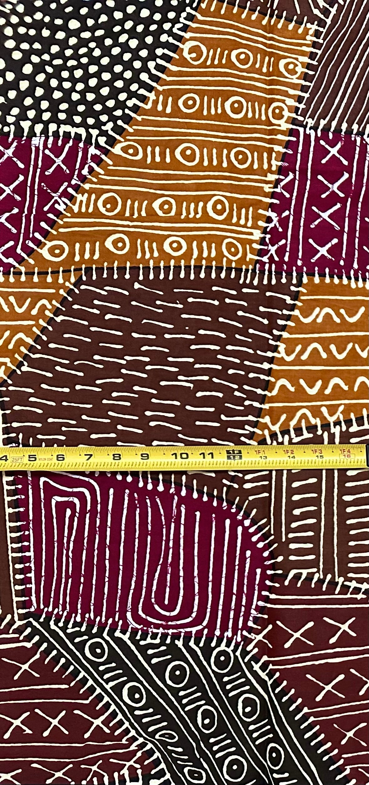 African Print Fabric/ Ankara - Shades of Brown, Dark Red, Beige 'Mudhouse Notes', YARD or WHOLESALE