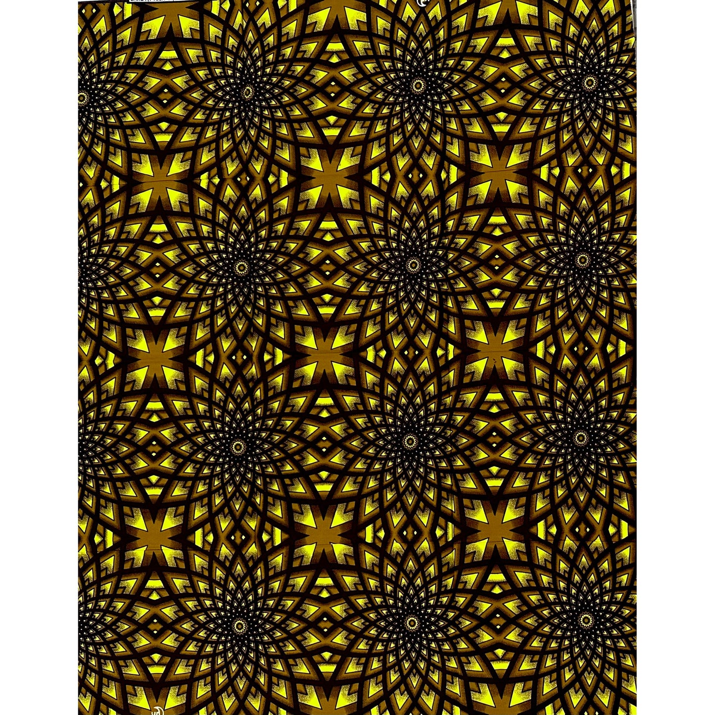 African Print Fabric/Ankara - Yellow, Olive Green, Brown "Irin Ayo" Design