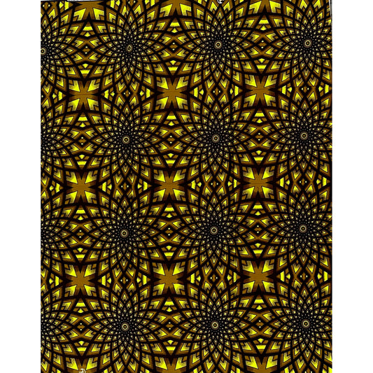 African Print Fabric/Ankara - Yellow, Olive Green, Brown "Irin Ayo" Design