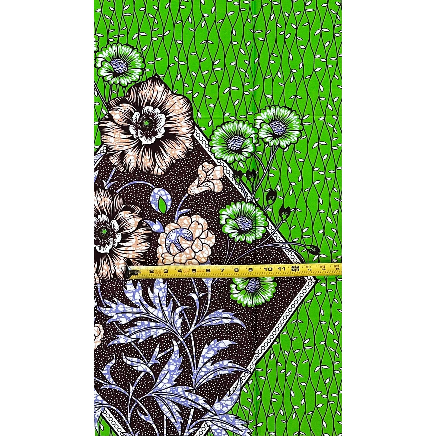 African Print Fabric/Ankara - Green, Purple, Brown "Sacred Grounding" Design