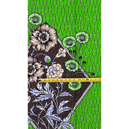 African Print Fabric/Ankara - Green, Purple, Brown "Sacred Grounding" Design