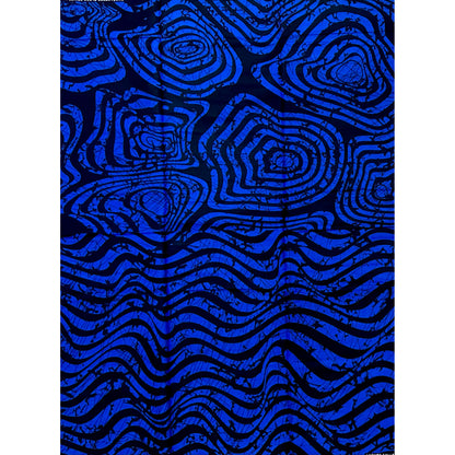 African Print Fabric/ Ankara - Black, Blue 'Still Waters' YARD or WHOLESALE