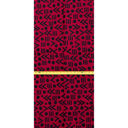 African Print Fabric/ Ankara - Red, Black 'Point Made' Design, YARD or WHOLESALE