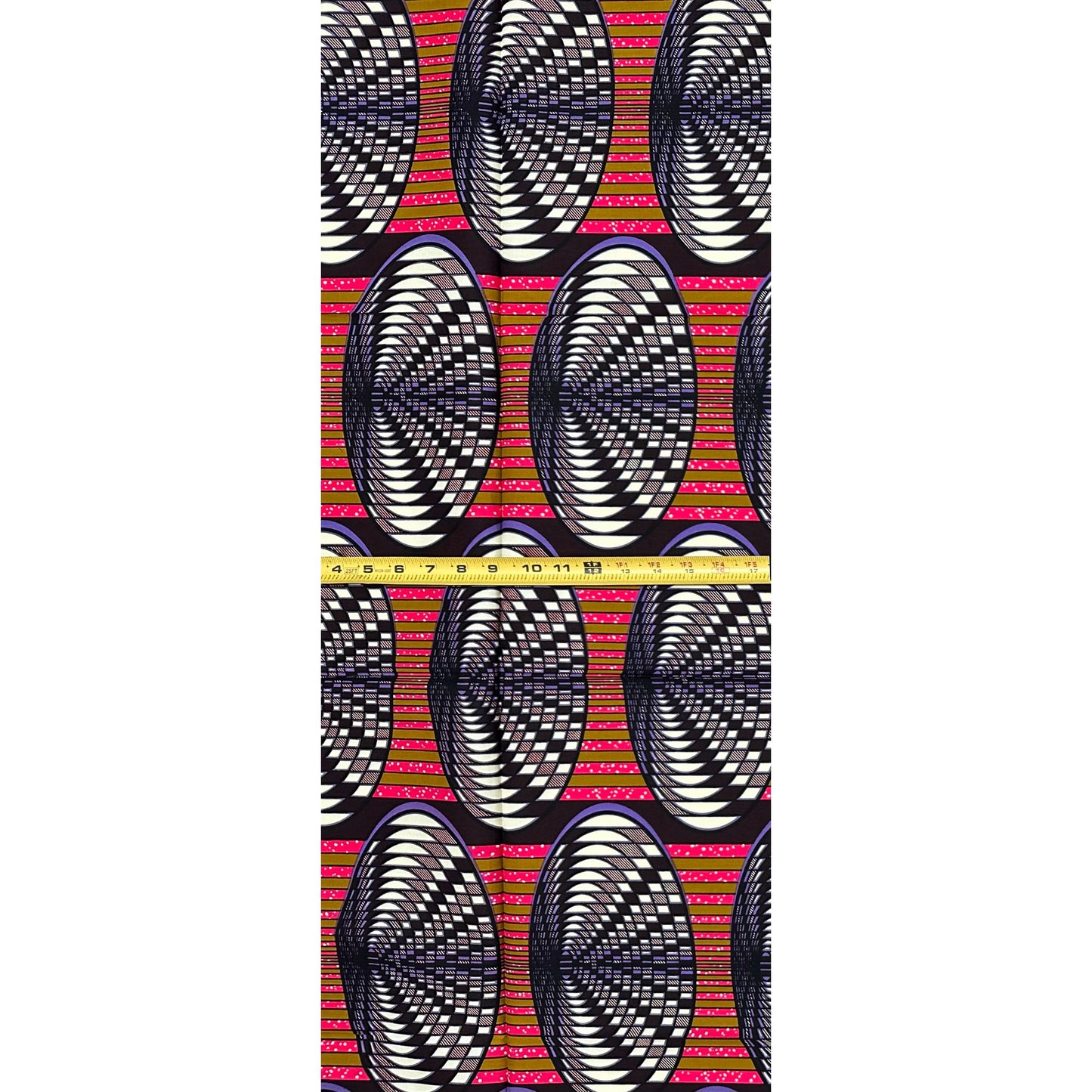 African Print Fabric/Ankara - Purple, Pink, Brown, Cream “Vision Weaver" Design, 1 Yard