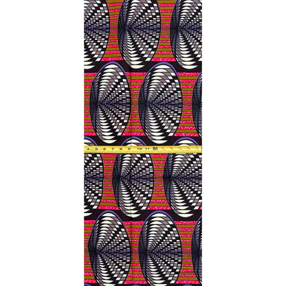 African Print Fabric/Ankara - Purple, Pink, Brown, Cream “Vision Weaver" Design, 1 Yard