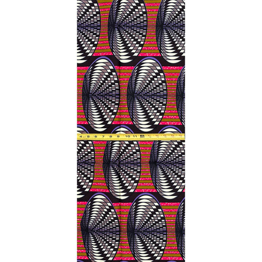 African Print Fabric/Ankara - Purple, Pink, Brown, Cream “Vision Weaver" Design, 1 Yard