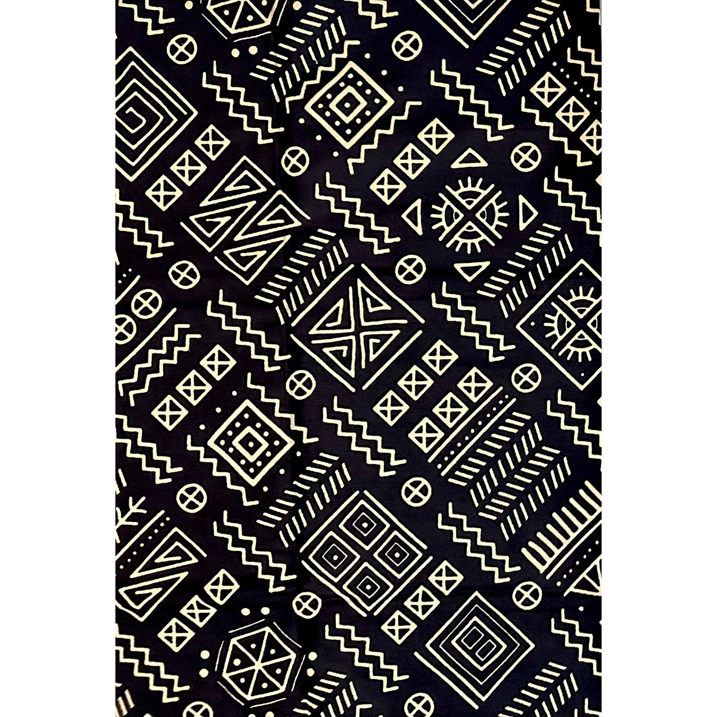 African Print Fabric/ Ankara - Black, Beige 'Love Letters & Palm Wine’, YARD or WHOLESALE