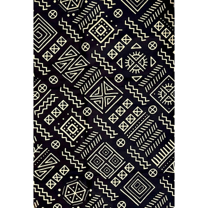 African Print Fabric/ Ankara - Black, Beige 'Love Letters & Palm Wine’, YARD or WHOLESALE