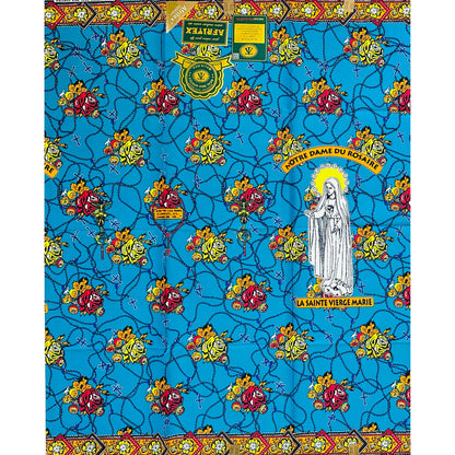 African Print Fabric/ Ankara - Blue, Orange, Fuchsia, Yellow 'Prayed Over & Protected,’ 1 YARD