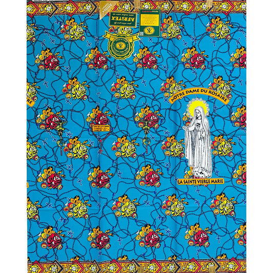 African Print Fabric/ Ankara - Blue, Orange, Fuchsia, Yellow 'Prayed Over & Protected,’ 1 YARD