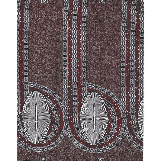 African Print Fabric/ Ankara - Brown, Navy, White 'Ije Nna', 1 YARD