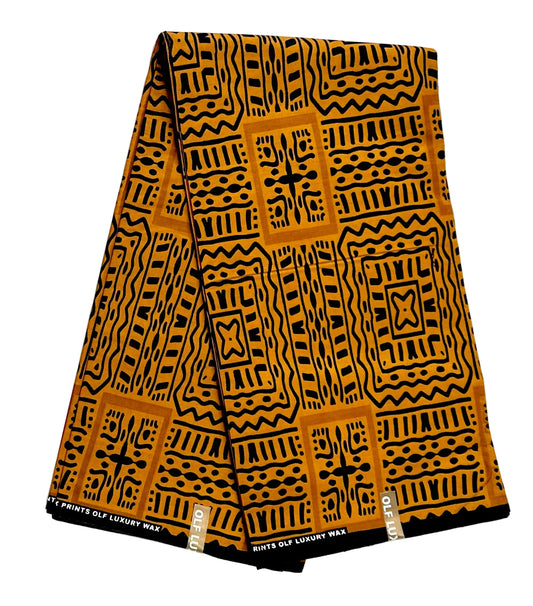 African Print Fabric/ Ankara - Brown, Black 'The Baobab Ledger' Design, YARD or WHOLESALE