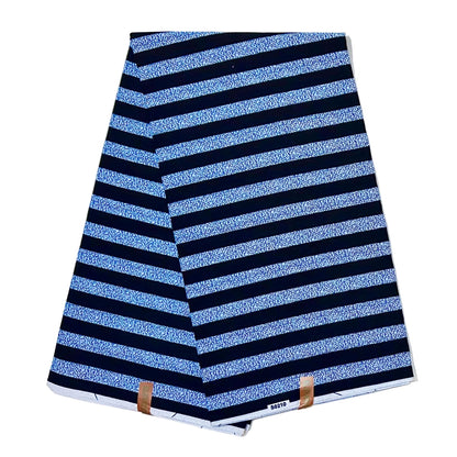 African Print Fabric/ Ankara - Shades of Blue, Black “Line Item', Yard or Wholesale