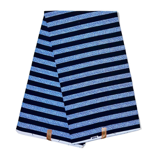African Print Fabric/ Ankara - Shades of Blue, Black “Line Item', Yard or Wholesale