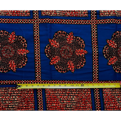 African Print Fabric/ Ankara - Blue, Brown 'Ukeme' Design, YARD or WHOLESALE