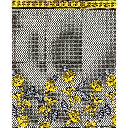 African Print Fabric/Ankara - Yellow, White, Navy "Sọ́lá Drift" Design, Per Yard